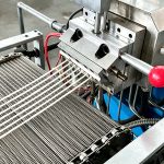 Air cooled hot die face pelletizing system for plastic granulation, extruder strand cooling view