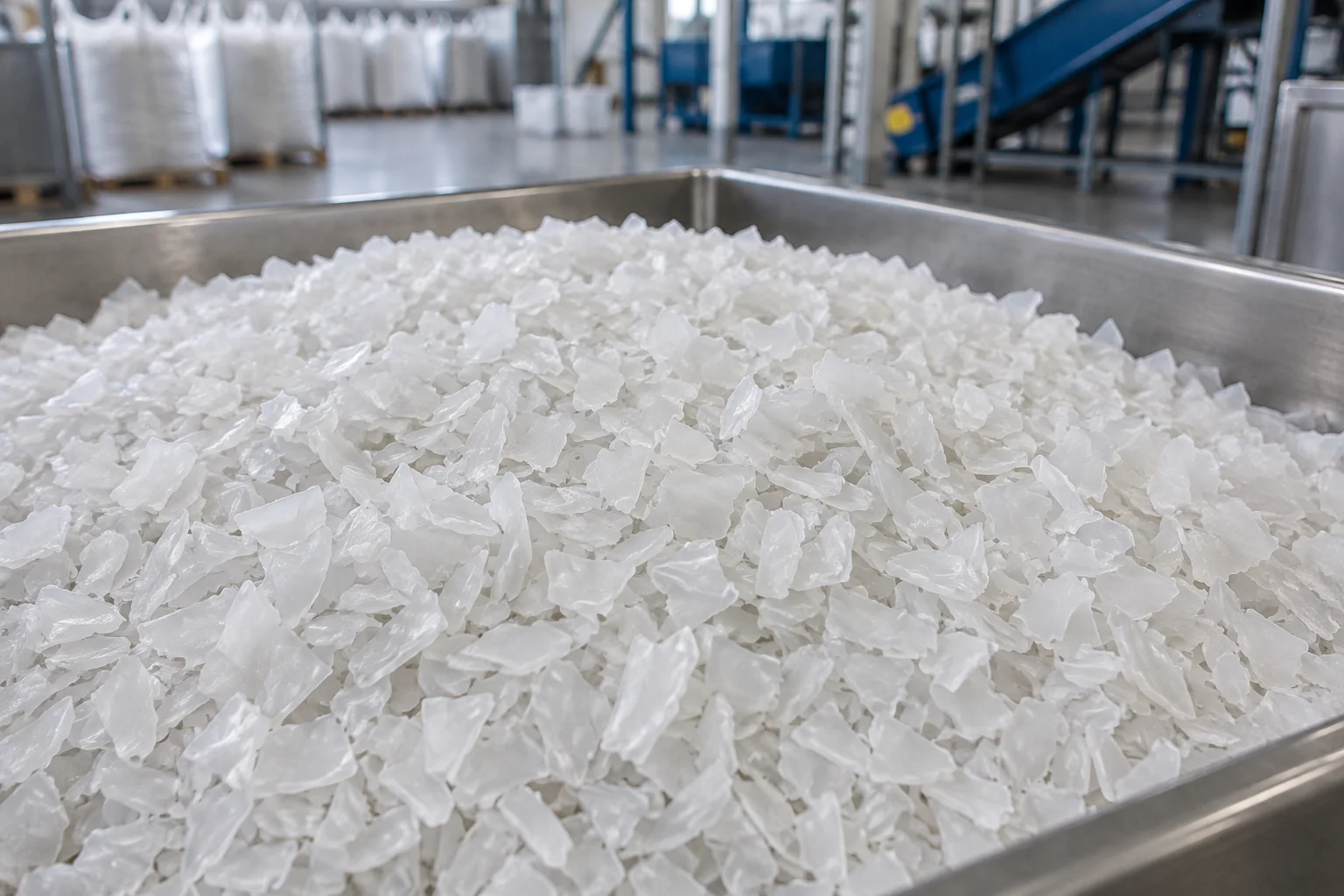 AI concept material image of clean, consistent industrial plastic regrind.