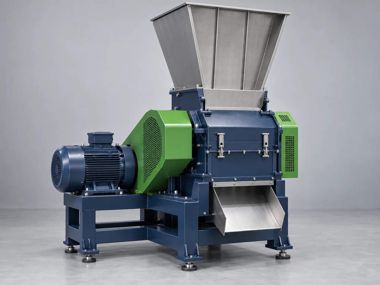 AI concept render of a PET bottle crusher and granulator; not a verified Rayli model.