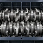 Illustrative AI concept of Double Shaft Shredder; not a verified Rayli model.