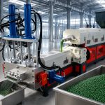 Plastic pelletizing line, plastic granulator recycling machine system in factory workshop