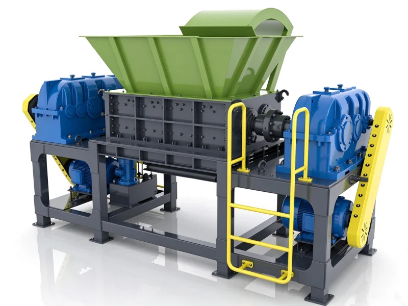 Double shaft shredder for waste plastic recycling heavy duty two shaft shredding machine